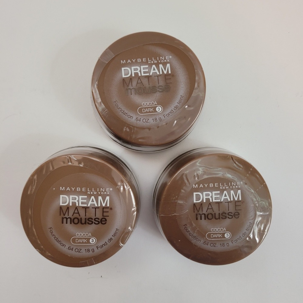 Lot of 3 Pack Maybelline Dream Matte Mousse Foundation Cocoa Dark 3 0.64 oz